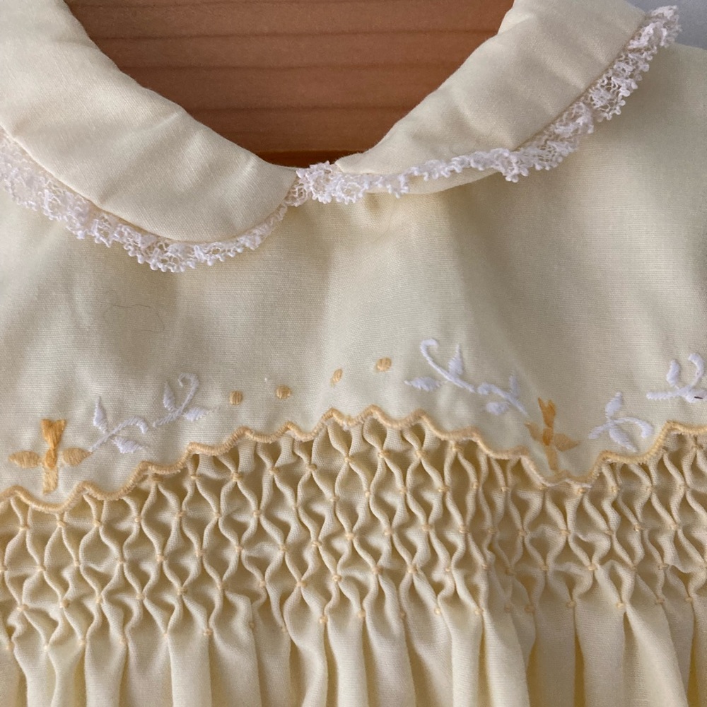 Vintage Cherubs Smocked Yellow Dress - Picture 6 of 10